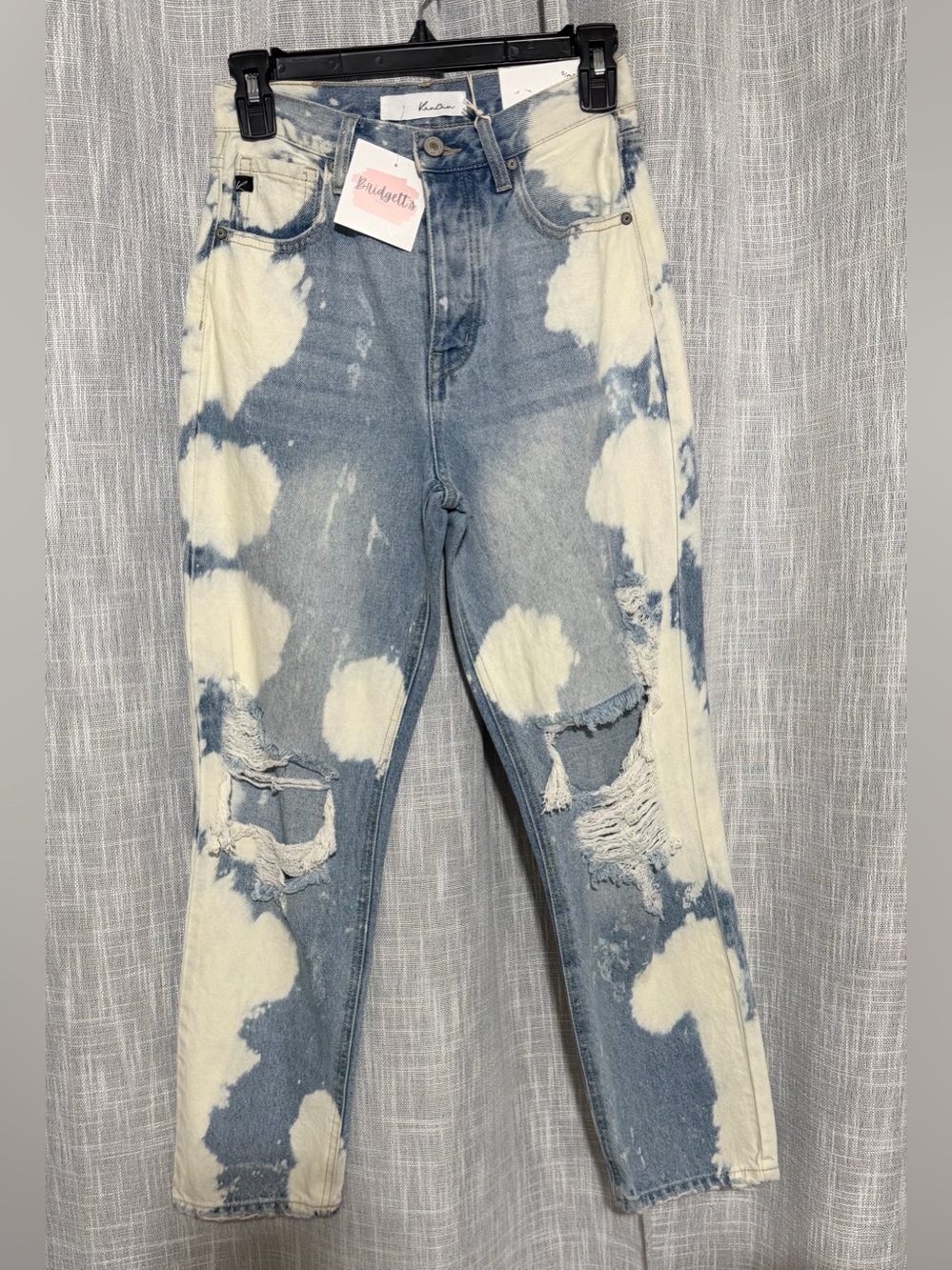 Kancan Bleached 90's Boyfriend Distressed Jeans Light Acid Wash NWT